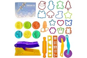 Decebaya Dough Play Tools for Kids- Dough Sets Accessories Include Animal Molds Stamps Cutter Scissor Rolling Pin Extruder and Storage Box, Party Favors Toys for Kid Age 2-8