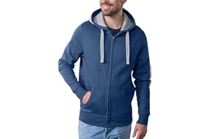 HRM Herren Hooded Jacket I Premium Kapuzenpullover Herren mit Kontrast-Innenfutter I Basic Hoodie mit Reißverschluss I Zip Hoodie I Hochwertige & nachhaltige Herren-Bekleidung