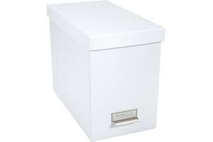 Bigso Box of Sweden JOHAN wiszące pudełko na teczki z pokrywką – stylowe pudełko archiwalne z 8 skoroszytami – pudełko na teczki wiszące z płyty pilśniowej i papieru, kolor biały