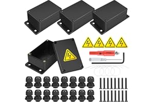 VAIGU:OA Anschlussdose, 4 Stück Abzweigdose Schwarz, IP65 Verteilerdose Außen Wasserdicht, Abzweigkasten Aufputz Verteilerdose mit 16 Kabelverschraubungen für Elektroinstallationen Innen und Außen 100x68x50mm