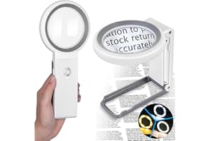 AIXPI Loupe Grossissante sur Pied avec 18 LED Lumière, 10X 30X Loupe Eclairante à Main avec Support Pliable pour Lecture, Bijoux, Inspection, Monnaies Blanc