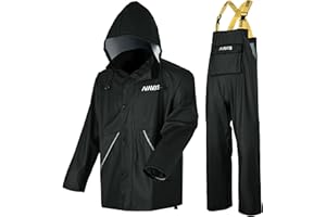 NAVIS MARINE Vêtement de travail utilitaire pour homme – Combinaison de pluie Pro avec veste extensible et pantalon à bretelles pour une sécurité et un confort ultimes