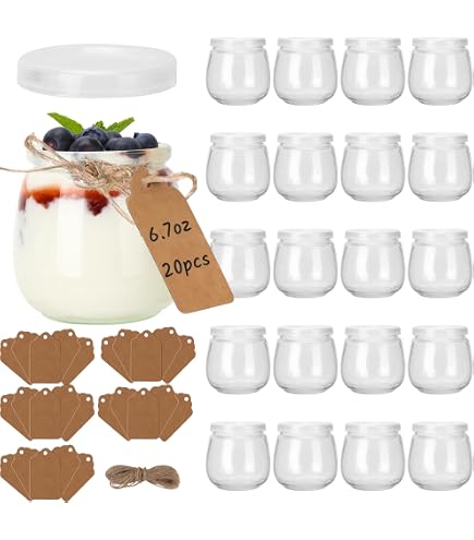 Lot De 12 Pots En Verre Transparent 200 Ml Avec Couvercle - Pour Confiture, Miel, Desserts, Lavable Au Lave-vaisselle - 13