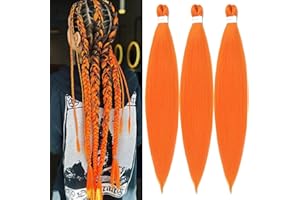 ‎YDDM YDDM Pre Stretched Braiding Hair Extensions 26 Zoll 3packs Braids Extensions Kunsthaar Orange Haarverlängerung Kunsthaar Zum Einflechten Extension Für Jumbo Braids Haar(26 Zoll, Orange#)