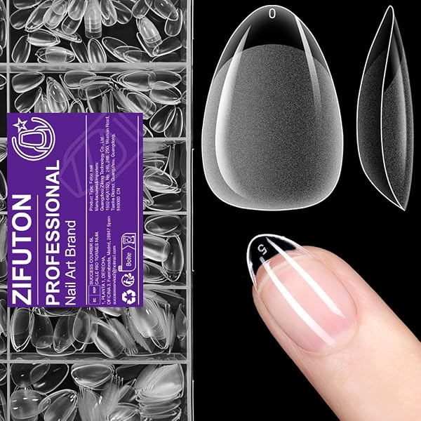 Heercun Mandelnagel-Tips Set – 600 Stück, 12 Größen, Halbmatt & Flexibel Für Perfekte Gelnägel