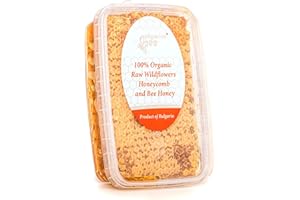 BULGARIAN BEE Panal de Flores Silvestres Crudo Orgánico, Natural, Puro, Fresco, Directamente de la Colmena, Hecho a Mano, Producto Absolutamente Real. (350)