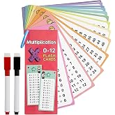 Multiplication Table for Children, 0-12 Multiply Study Cards | Learning Cards Set with 2 Erasable Markers, Multiplication Car