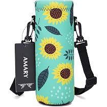 AMARY 1000ML Neoprene Water Bottle Carrier With Adjustable Strap – Insulated Holder For 34oz Stainless Steel/Glass Bottles (Dragon Print)