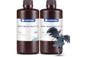 ANYCUBIC Résine Lavable à l'Eau 2.0 pour Imprimante 3D LCD Résine Photopolymère pour des Modèles d'Impression 3D Gris, 2000g