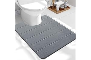 PHP Pedestal Mats Indoor Memory Foam Bath Mat - Non-Slip Floor Mat Comfortable Bathroom Mat - Grey, 50 x 40 cm