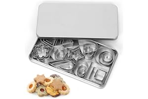 EPOKUS Plätzchen Ausstecher Mini, 30 Stück Mini Ausstecher Set, Kleine Keksausstecher aus Edelstahl, Geometrische Keks Ausstechformen Set, Sternblumen Sechseck Herz Formen Cutter für Backen Fondant Torten