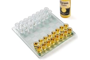 Schack Drickspel – Shotglas-schack med 32 Shotglas & Schackbräde i Glas, Roligt Partyspel för Vuxna, Presenttips till Män och Vänner