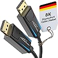 KabelDirekt – 4K & 8K DisplayPort Cable, 240Hz – 1.5m – Available in 1-5m – DP Cable for all Display Port connections (DisplayPort 1.4, achieves 8K@60Hz on PCs, Laptops, Gaming Monitors, black)