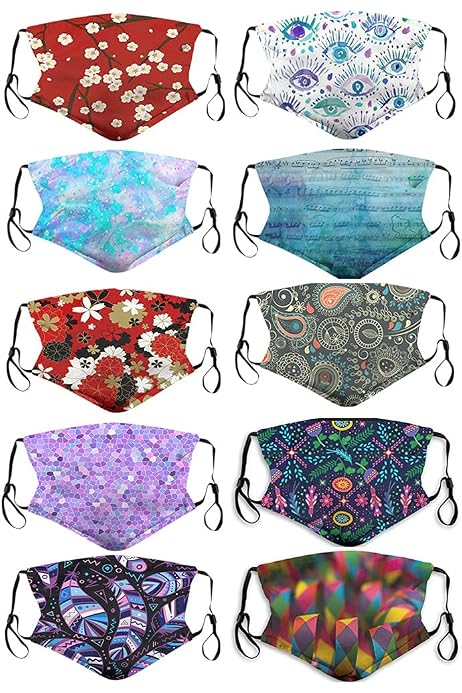 AOZUO - 8 Masques Chat Kawaii En Coton - Lavables, Réutilisables - Anti-poussière - Unisexe - Fun Et Protecteur