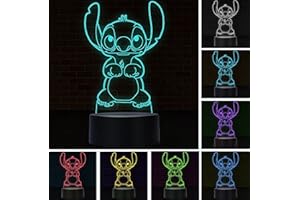 UITIRLA Stitch Gifts for Girls, Stitch Night Light, Children's Night Light with 16 Colours Change and Remote Control, Battery Powered Lamp, Stitch Room Decor, Birthday Gift