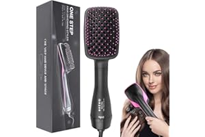 ‎XINYUNXIN Haartrocknerbürste, 3 in 1 Negativ-Ionen-Haartrockner Heißluftbürste Haarstyling-Werkzeug, Glätteisen Styler Kamm Haarstyling für alle Haartypen, Kann das Haar glätten, föhnen und glätten (Rosa)