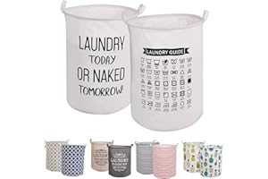 LessMo 2PCS 19.7 "Trieuse pour Rangement de paniers à Linge, Paniers à Linge escamotables, Lin en Coton Rond imperméable(Weiß, Épaissie 19 "/ Large)