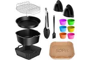 ZORENLEPO 15-Teiliges Heißluftfritteuse Zubehör für Cosori Turboblaze 6L,Cosori XXL 5,5L 6,2L,Airfryer Zubehör Mit Ninja Max Pro AF180EU 6,2L,Russell Hobbs 8L,Philips Airfryer XXL Zubehör 2000 Serie 6,2L NA230