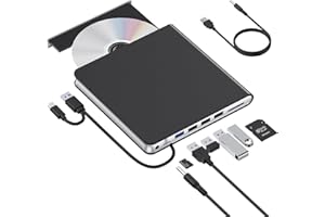 KADLUN External CD DVD Drive for Laptop USB 3.0 USB C CD Drive External DVD Drive Portable CD ROM Burner Reader Writer Drive External DVD Player for Laptop Desktop PC Windows 11/10/8/7 MacBook Mac OS Linux