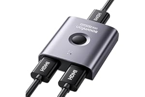 4K@60Hz HDMI Switch Splitter, SOOMFON 4K@60Hz Aluminium Bidirektional HDMI Umschalter Switch 2 in 1 Out, unterst¨¹tzt HDR/VRR/HDCP 2.2/3D, f¨¹r TV Stick, Xbox, PS4/5, Switch, DVD, HDTV und mehr