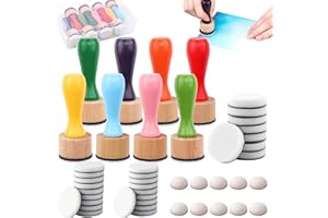 CYFUN DESIGN 47 Packs Ink Blending Foam Pads Set, Includes 8 Pcs Round Mini Applicator Tools and 38 Pcs Replacement Foam Pads in 1 Storage Box for Drawing, Distressing, Blending, Card Making, Stamping