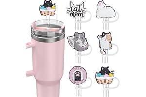 yomanta Tapas de Pajitas para Stanley Cup, 10mm a Prueba de Polvo Tapas de Pajitas de Silicona, para vaso Stanley 40/30 Oz Vaso Accesorios-lindo animal