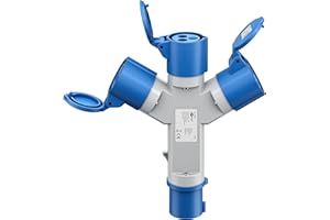 goobay Adattatore CEE per caravan, spina CEE a 3 x presa CEE, portatile, con copertura protettiva, impermeabile IP44, 76237