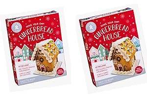 AKEDE Make Your Own Gingerbread House No Baking Required Preshaped Gingerbread - Easy To Make - No Baking - Includes Pre-shaped Gingerbread, Icing & Decorations - Christmas Fun For The Family - Pack Of 2