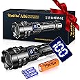 Relybo Torches LED Super Bright, Rechargeable Torches 450000 lumens, LED Torch Rechargeable XPH90.2, Tactical Torch Battery Powered, Powerful Flashlight Zoomable for Dog Walking Hiking Emergency Gift