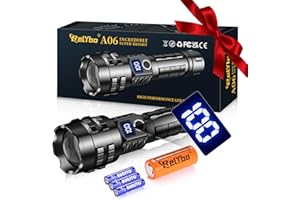 ‎RELYBO Relybo Taschenlampe Led Aufladbar, Led Taschenlampe Extrem Hell, XHP90 450000 Lumen Taktische Taschenlampe Batteriebetrieben, Taschenlampe Led Aufladbar Usb, 5 Lichtmodi für Camping Wandern Notfälle