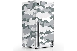 WOLIBEAR Magnetische Smart Wraps für Xbox Series X Konsole, vollständiger Schutz, Schutzhülle für Xbox Series X Zubehör mit hochwertigem PU-Leder und weichem Innenfutter, Grau Camo, XSX46MG-US
