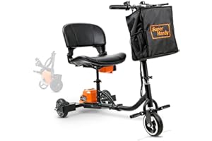 SuperHandy 3 Wheel Electric Scooter, Senior Mobile Tricycle, Ultra-Light, Compact, Foldable, Long Range, with Removable 48 V Battery, with a Maximum Load of 125 kg, including Pocket