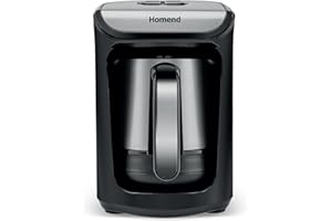 Homend Pottoman 1884 UK Automatic Smart Stainless Steel Talking Coffee Maker - 5 Cup Capacity for Turkish Coffee, Milk Coffee, and Hot Chocolate