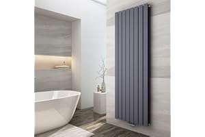 EMKE Heizkörper Vertikal 1800x620mm, Flachheizkörper Mittelanschluss Design Heizkörper Flach Moderne Paneelheizkörper Doppellagig Wandheizkörper Anthrazit 2227 Watt