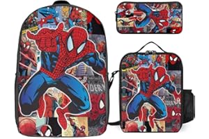 YNSLAJGE Cartoon Kid Backpack, School Bag Set 3 Pcs, 17 Inch Large Capacity Book Bag with Lunch Bag and Pencil Case, for Back to School Gifts