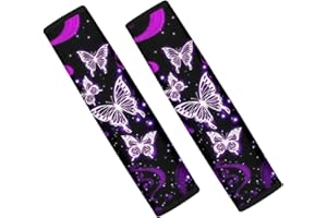 Showudesigns Butterfly Car Seat Belt Cover for Women Girly Shoulder Seatbelt Cushions Pads SUV Trunk Accessories 2Pcs Purple Galaxy Holiday Gifts