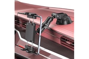 PLDHPRO Support iPad Ventouse Voiture, Tablette Porte Samsung GPS Camion Telephone Bureau, pour Tableau de Bord Pare Brise Apple/Tomtom Cuisine Mural Accessoire 5,1-15,6 Pouces - Noir