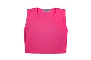 JOLLY RASCALS JollyRascals Girls Crop Top New Kids Sleeveless Stretch Plain T-Shirt Party Summer Holiday Dance Vest Top 8 Colors Age 5 6 7 8 9 10 11 12 13 Years