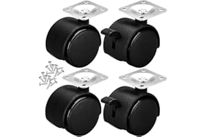 Xpieoyrm Klein Lenkrollen für Möbel, 4 Stück Möbelrollen 50mm, 2 Rollen mit Bremse, 2 ohne Bremse, Transportrollen für innen und außen, 360° Drehbar Lenkrollen für Blumenständer,Babybay,Couchtisch