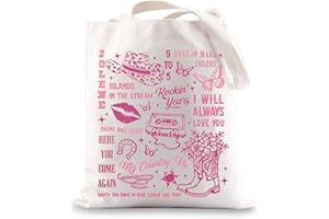 BWWKTOP Country Song Canvas Tote Bag Country Music Lover Gift Country Album Shoulder Bag Country Festival Merchandise