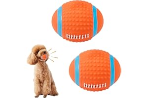 JODSEN 2 Stück Quietschender Hundespielzeug Ball Latex Hunde Quietsch Spielzeug Rugby Ball Kauen Apportierball Hundeball für Katzen Werfen Interaktives Hundespielzeug Zahnreinigung Kauspielzeug für Jagdübung