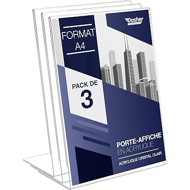 Lot 10 Porte-Affiches Acrylique Transparent - Support Table 3mm Fente