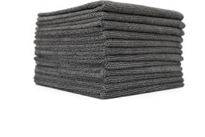 The Rag Company Uniwersalne ściereczki do sprzątania z mikrofibry frotte, chłonne, nie strzępią się, nie pozostawiają smug, do kuchni, łazienek, 300 g/m², 30x30 cm, szare (12 szt.)