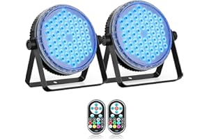 Oloaxolx Juego de 2 focos LED Par de 120 W, 60 ledes, con mando a distancia, RGBW 4 en 1, 8CH/DMX512, LED Luces de escenario Foco de discoteca Luz de fiesta para bodas, bares, clubes, decoración
