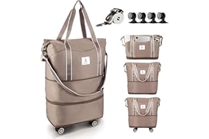 Arxus Bolsa de Viaje con Ruedas Desmontables y Correa Ajustable, Expandible y Plegable Bolso Fin de Semana Hombre y Mujer para Viajes en Avión 25L-55L