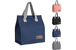 Yikki Sac Isotherme Repas pour Homme Femme Enfant, Réutilisable Lunch Bag Isotherme, étanche Sac Dejeuner pour le Travail Bureau l'école le pique-nique Les Voyages Picnic (Cyan)