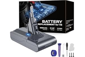 RYZWOC 6000mAh Replacement Batería para Dyson V8, Batería de Repuesto para Dyson V8 Compatible con Dyson V8 Series V8 Absolute V8 Animal V8 Fluffy V8 Motorhead SV10 Aspirador de Mano