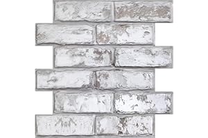 COMSTICKC Paneles de Pared 3D Adhesivo Ladrillo Blanco, 10 Piezas, 30 x 30 cm, Autoadhesivos PVC 3D Decorativo Panel de Pared de Ladrillo para Salón Oficina Cocina, Impermeables