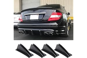 GisWell 4 Pack Car Rear Bumper Spoiler, Universal Curved Shape Rear Bumper Diffuser, Shark Fin Double Wings Lip Diffuser, Rear Bumper Lip Splitter with Screws, Auto Accessories