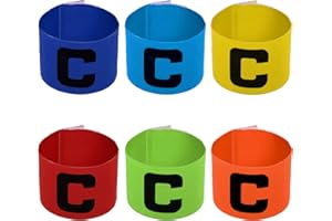 Lahviuu Captains Armband, 6 Pcs Football Captain's Armbands for Kids, Big C Captain Arm Bands for Junior Youth Soccer Hockey Rugby Netball Tennis Sports (Yellow, Blue, Orange, Green,Sky Blue, Red)